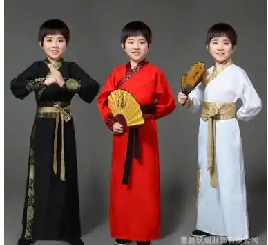 중국 국립 Hanfu 검은 고대 중국 의상 Hanfu 어린이 의류 전통 국립 당나라 무대 의상