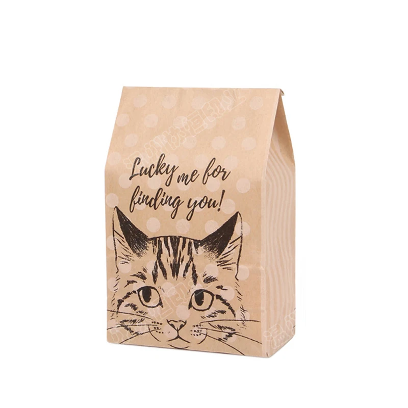 

1000 Pcs kraft paper gift bag Candy cookies kraft paper bags gift packing Wedding home Party birthday gift packaging cat pattern