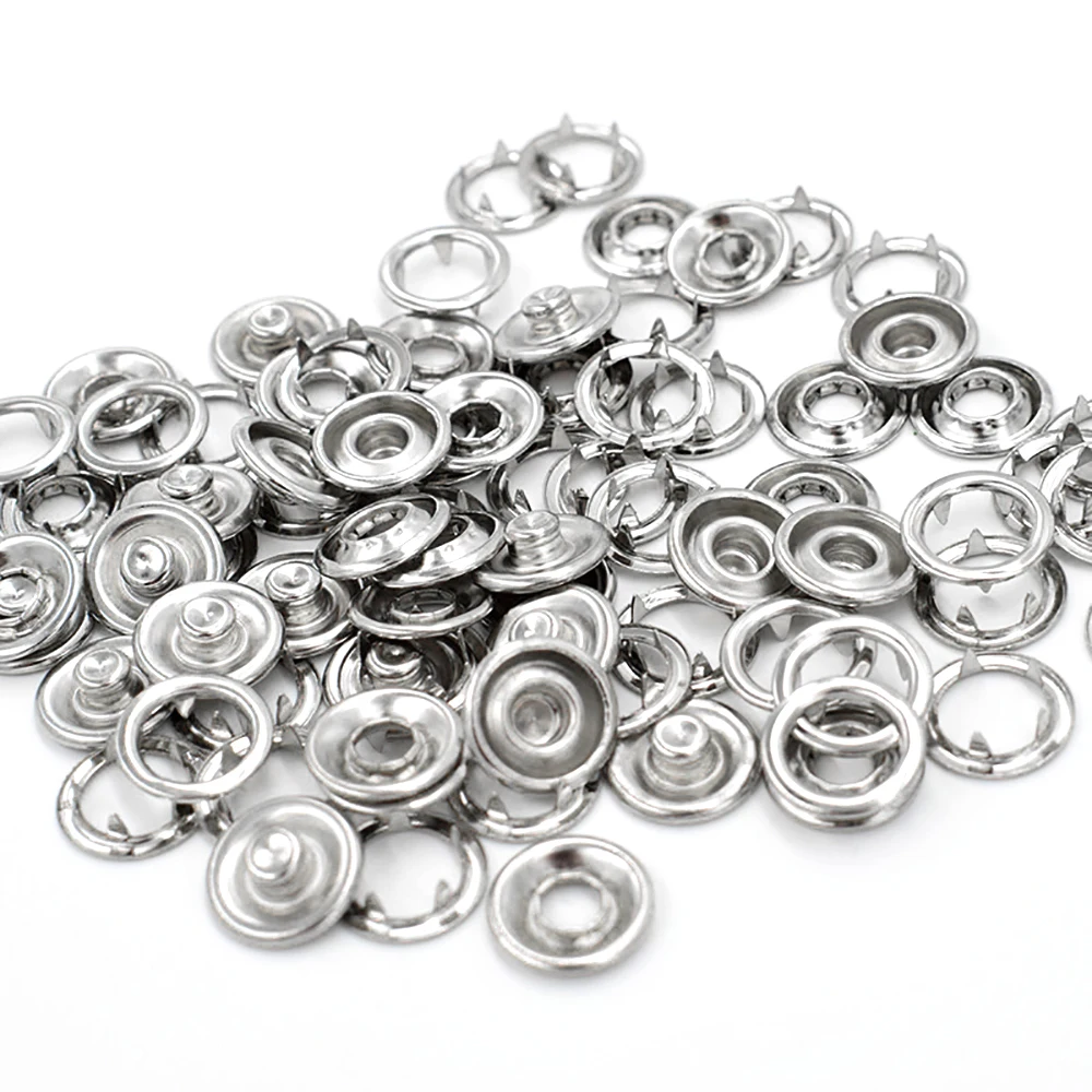 (50 sets)7.5 / 9.5 /11 mm Snaps Silver Snap-Fastener Buckle Baby Children\'s Jumpsuits Prong Snap Buttons