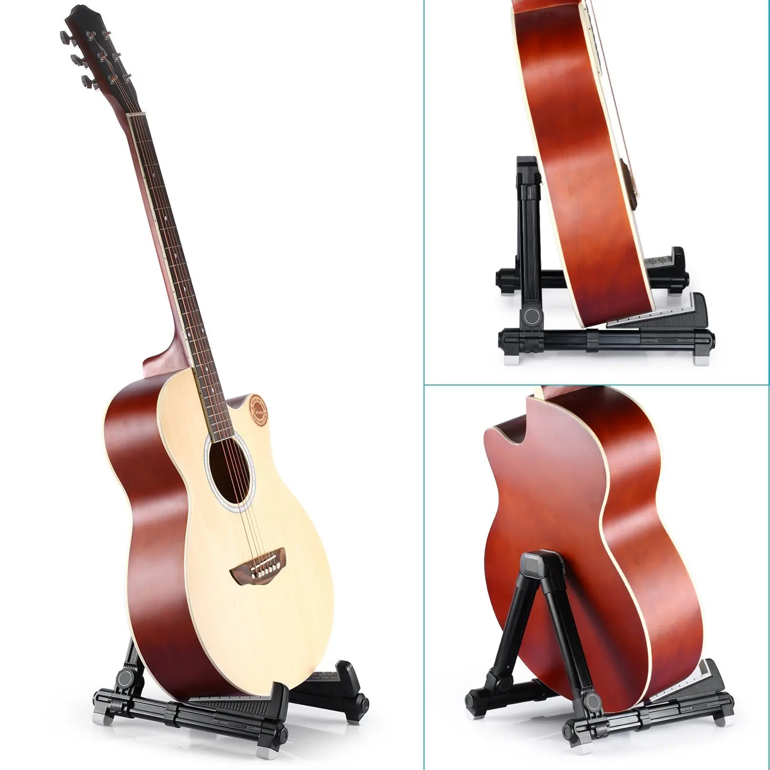 AROMA AGS-08 Universal Foldable A-Frame Instrument Stand Guitar Stand for Acoustic Guitar, Classical, Electric, Violin, Ukulele