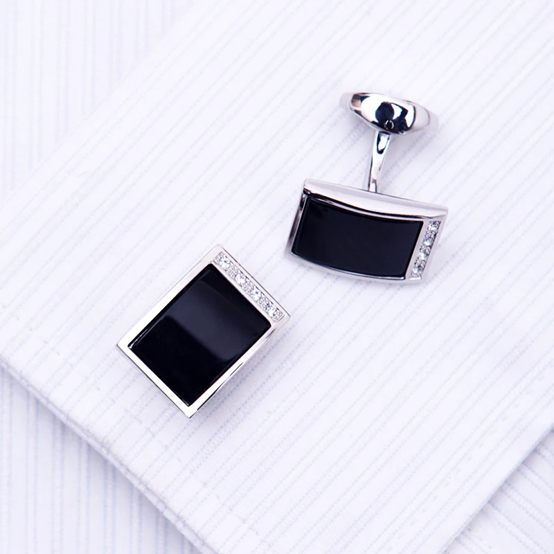 KFLK Jewelry shirt cufflink for mens Brand Crystal Fashion Cuff link Male Luxury Wedding Button High Quality Black guests