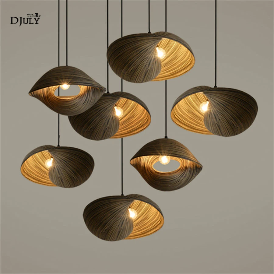 

Southeast Bamboo weaving country pendant lights for dining room kitchen retro loft decor living room light fixtures hang lamp