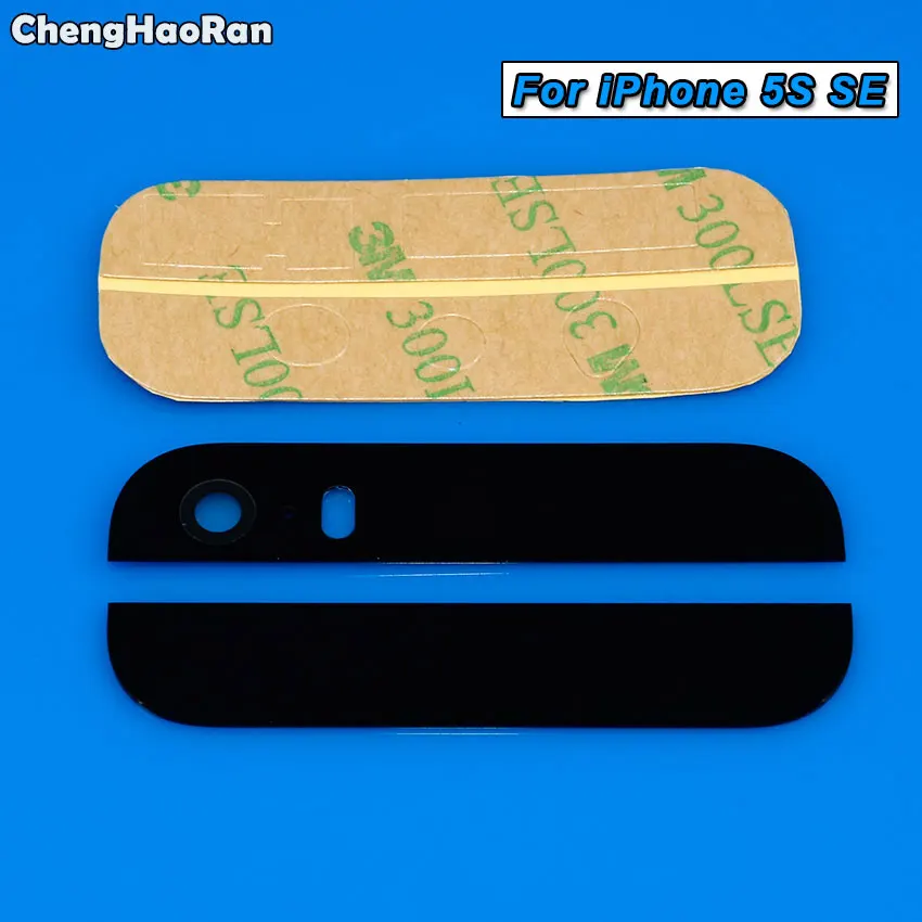 ChengHaoRan 1Set Back Cover Glass Rear Housing For iPhone 5 5S SE Assemble Housing Top Bottom Camera Flash Lens+3M Sticker