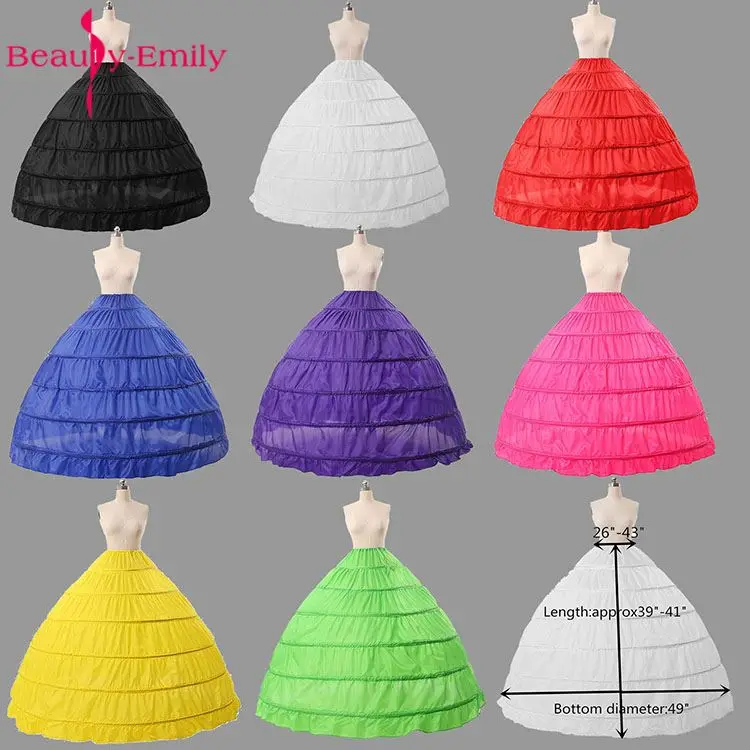 

Colorful Black/White/Green Wedding Petticoats for Dress Ball Gowns Crinoline underskirt saiote de noiva 6 Hoops Jupon