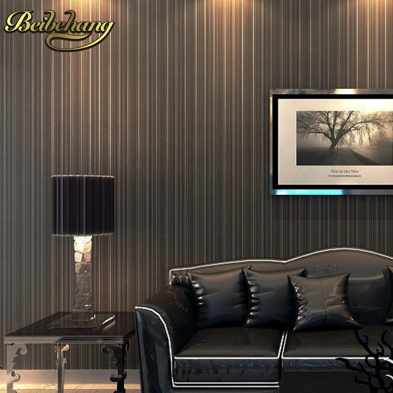 beibehang designer glitter metallic textured feature vertical thin stripe wall paper pvc vinyl wallpaper roll papel de parede 3D