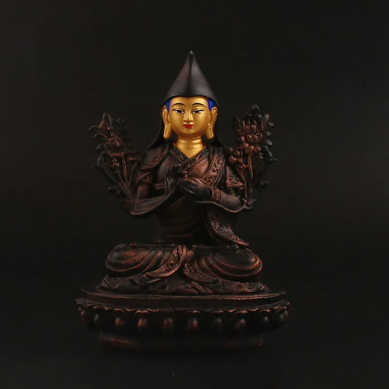 Special Design Tsongkhapa Figurine Statue Three Tailsman Treasured Buddhsit Glass Steel Titetan Supplies Buddha Sculpture