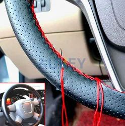 DIY PU Leather Auto Car Steering Wheel Cover Hand Sewing Hand-stitched With Thread Needle 38cm Breathable Steering Wheel Covers