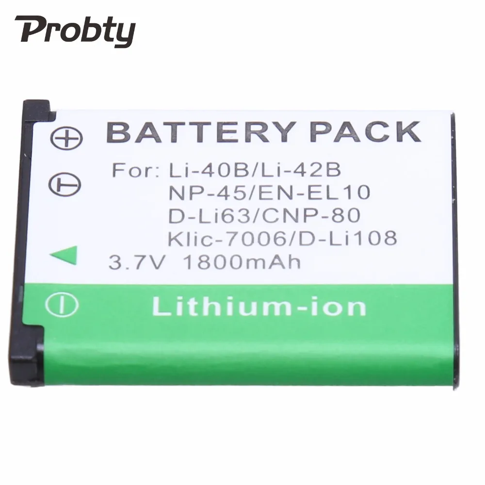 Probty 1PCS Li-40B Li-42B Li 40B 42B Li40B Camera Battery for Olympus Pentax D-Li63 Fuji NP-45 Nikon EN-EL10 NP80 CNP80 K7006