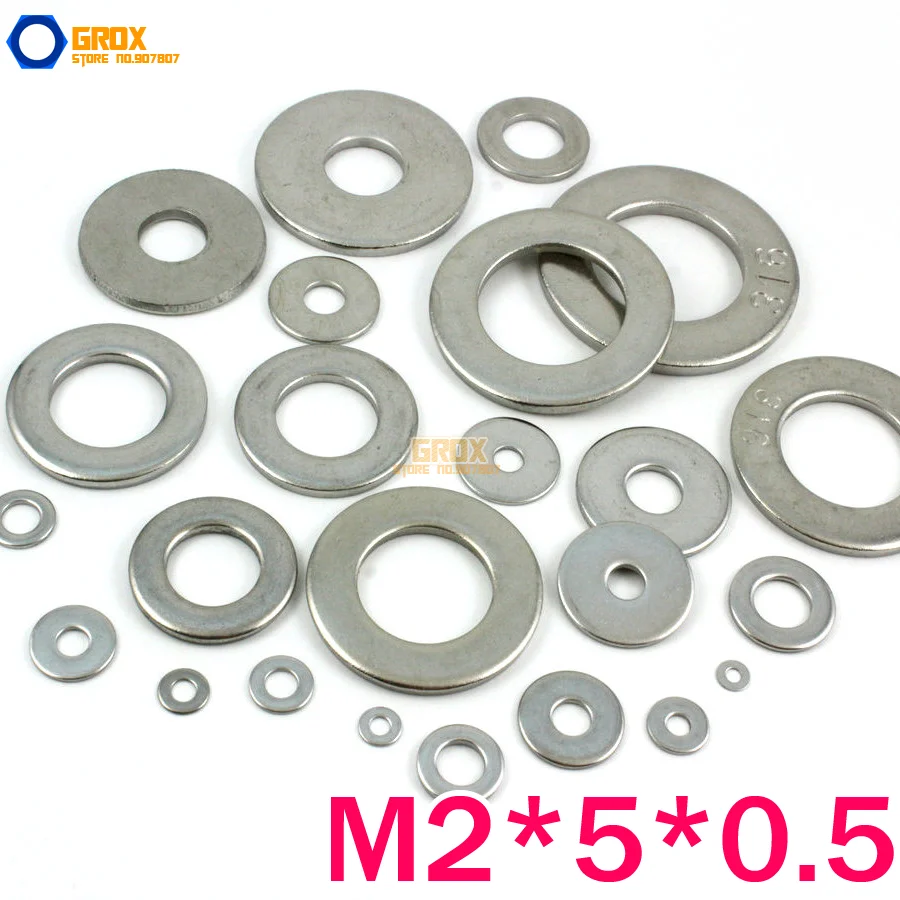 

600 Pieces M2*5*0.5mm 316 Stainless Steel Flat Washer Marine Grade