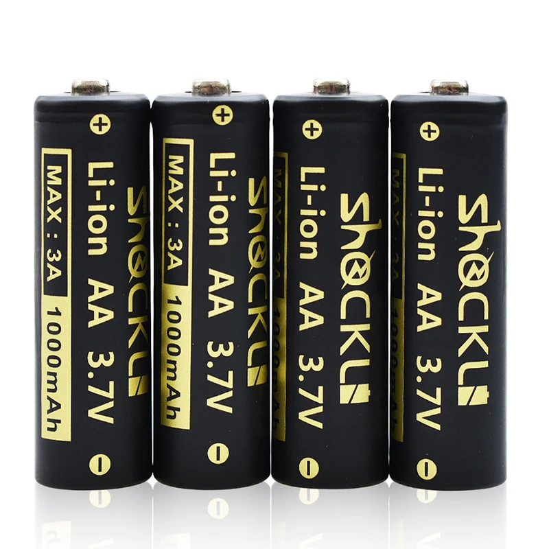 Shockli 14500 1000mAh Rechargeable batteries 3.7V Li-lion Battery  AA Batteries for LED Flashlights Headlamps