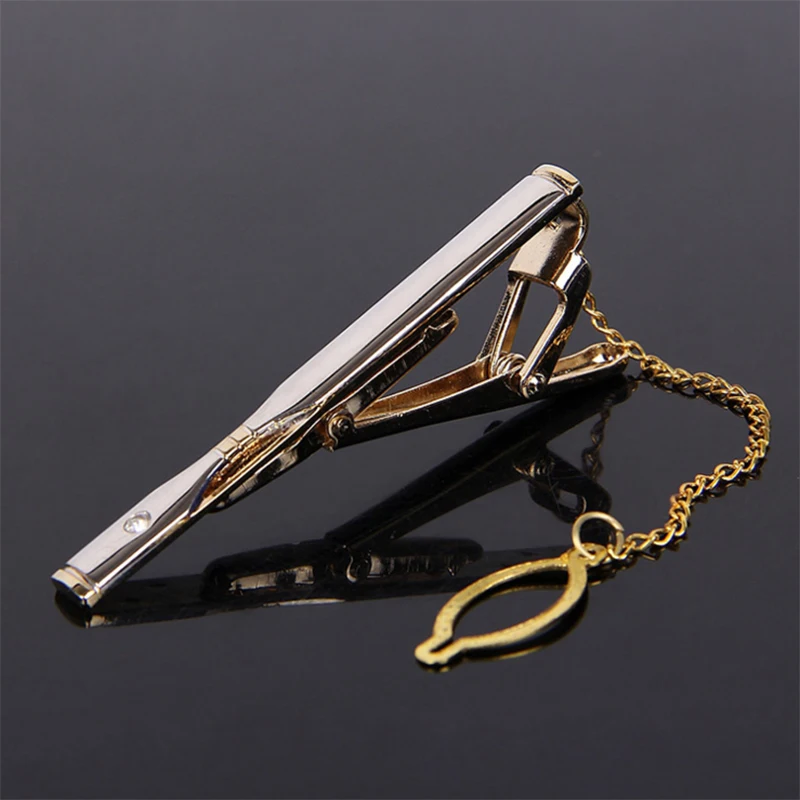 Men's Metal Necktie Bar Crystal Formal Dress Shirt Wedding Ceremony Gold Tie Clip Men's Party Gifts Fashion Tie Clips