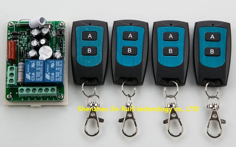 

New AC 220V 2 CH 2CH RF Wireless Remote Control Switch System teleswitch 4pcs Transmitter + 1pcs Receiver 315/433 MHZ