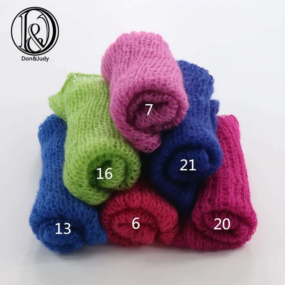 60*30cm Acrylic Stretchy Soft Mohair Baby Wraps 5PCS/Lot Mix Color Infant Photo Shooting Props Newborn Photography Accessories