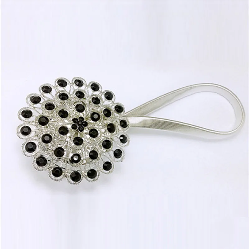 1pcs Flower Shape Rhinestones Magnet Curtain Tieback Magnetic Curtains Buckle Window Screening Ball Clip Holder Home Accessories