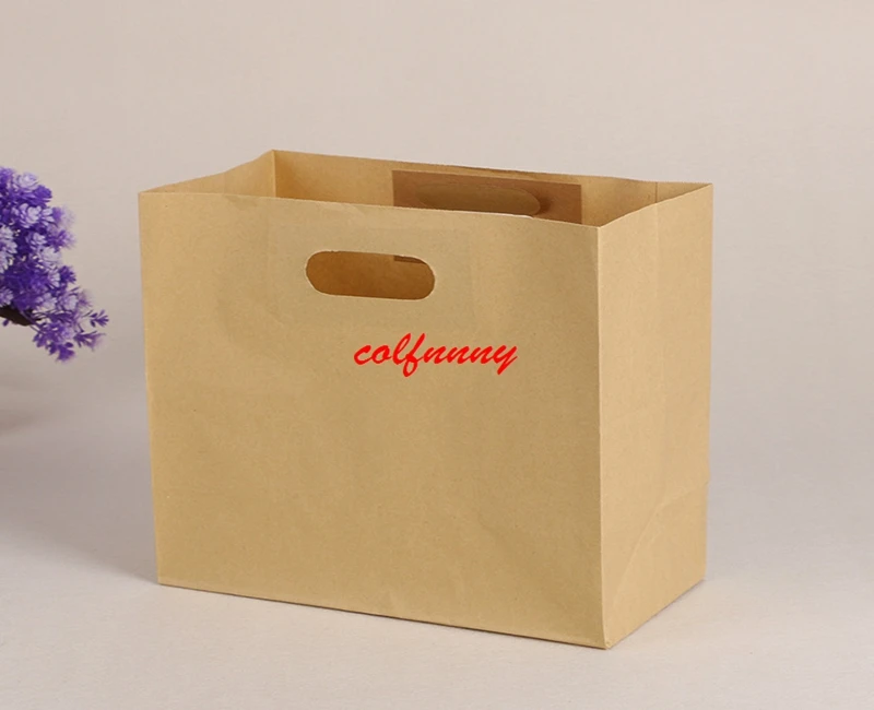 500pcs/lot 28x15x28cm Large Kraft Paper Bags Bread Snack Sanwich Wrap Boxes Takeout Food Packaging Gift Handle Bags F062707