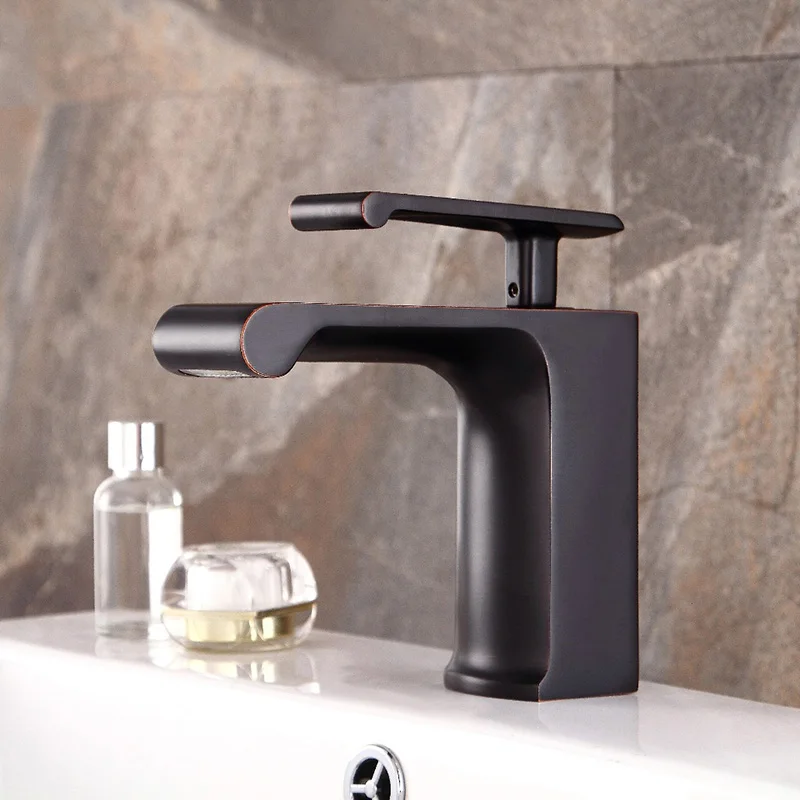 

Vidric New Arrival Premium Quality Antique Faucet Black Copper Waterfall Basin Faucet Oil Rubbed Bronze basin Tap