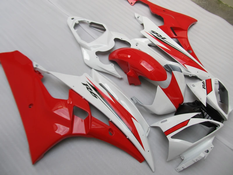 Injection molding free customize fairing kit for Yamaha YZF R6 06 07 red white fairings set YZFR6 2006 2007 FS17