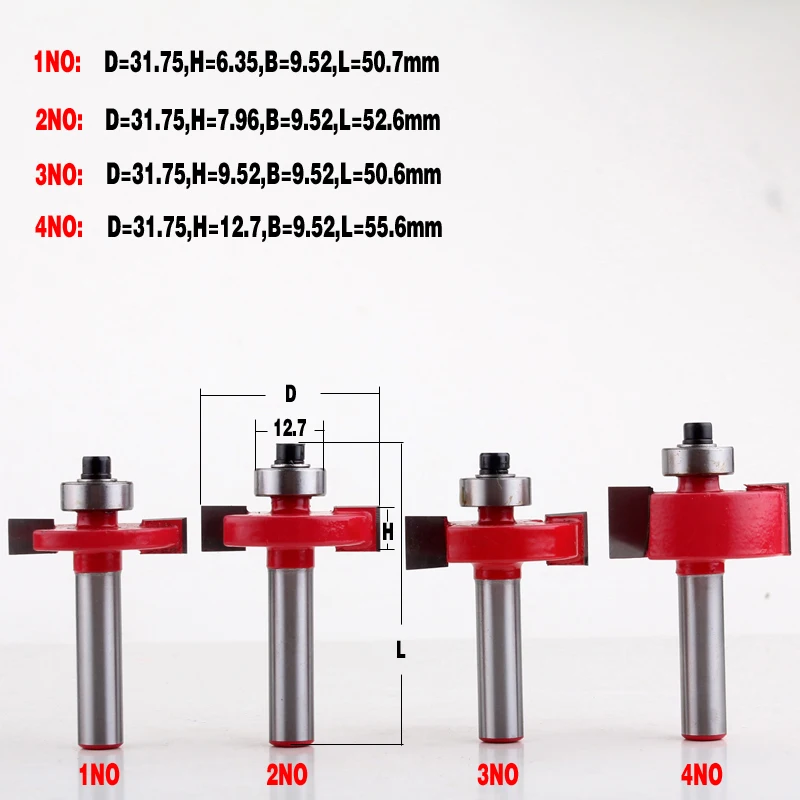 1pc 8mm Shank T type bearings wood milling cutter Industrial Grade Rabbeting Bit woodworking tool router bits for wood