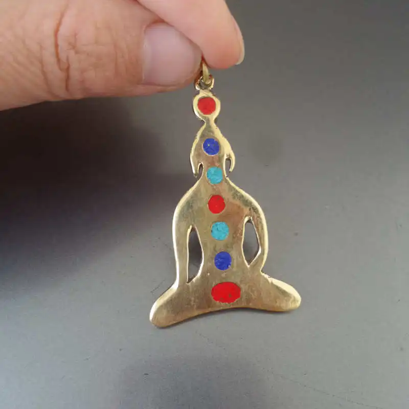 TBP371 Zen Jewelry Tibetan Buddha Amulet Pendants Reiki 7 Chakra Charms Yoga Meditating Buddha