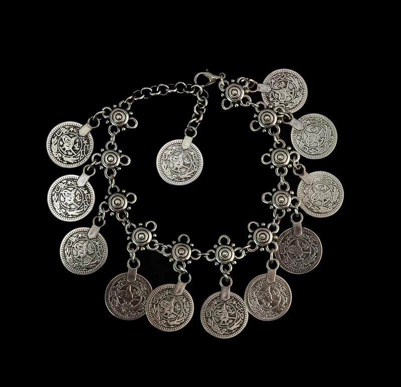 Vintage Tibetan Silver Color Metal Anklets Charm Coin Pendant Foot Bracelets For Women Boho Party Beach Indian Jewelry pulseira
