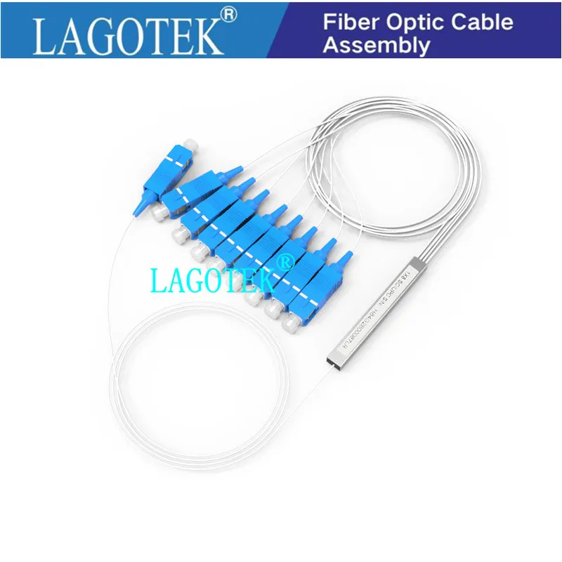 

10pcs/lot 0.9mm Steel Tube Fiber Optic PLC Splitter 1x8 1x16 SC/UPC Mini Blockless 1*8 SC UPC Connector Free Shipping