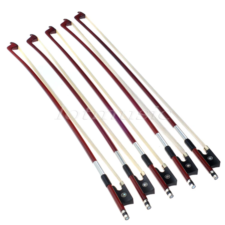 

5Pcs Real Horse Hair Mongolian Violin Bow 1/4,Ebony Frog Violin Parts New