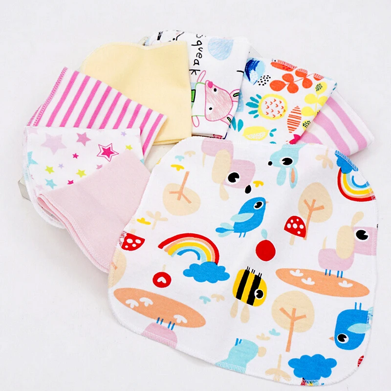 Free Shipping Baby Essential Small Handkerchief / Feeding Napkin Soft Cotton Fabric Animal Hand Painted Series 8pcs 21 * 21CM