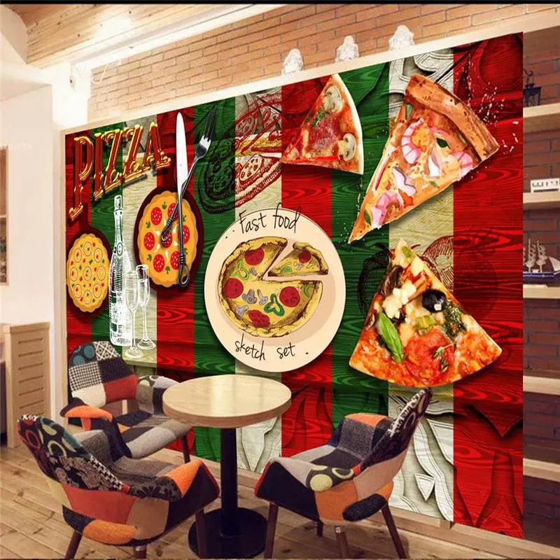 Custom Mural Wallpaper Pizza Restaurant Background Wall