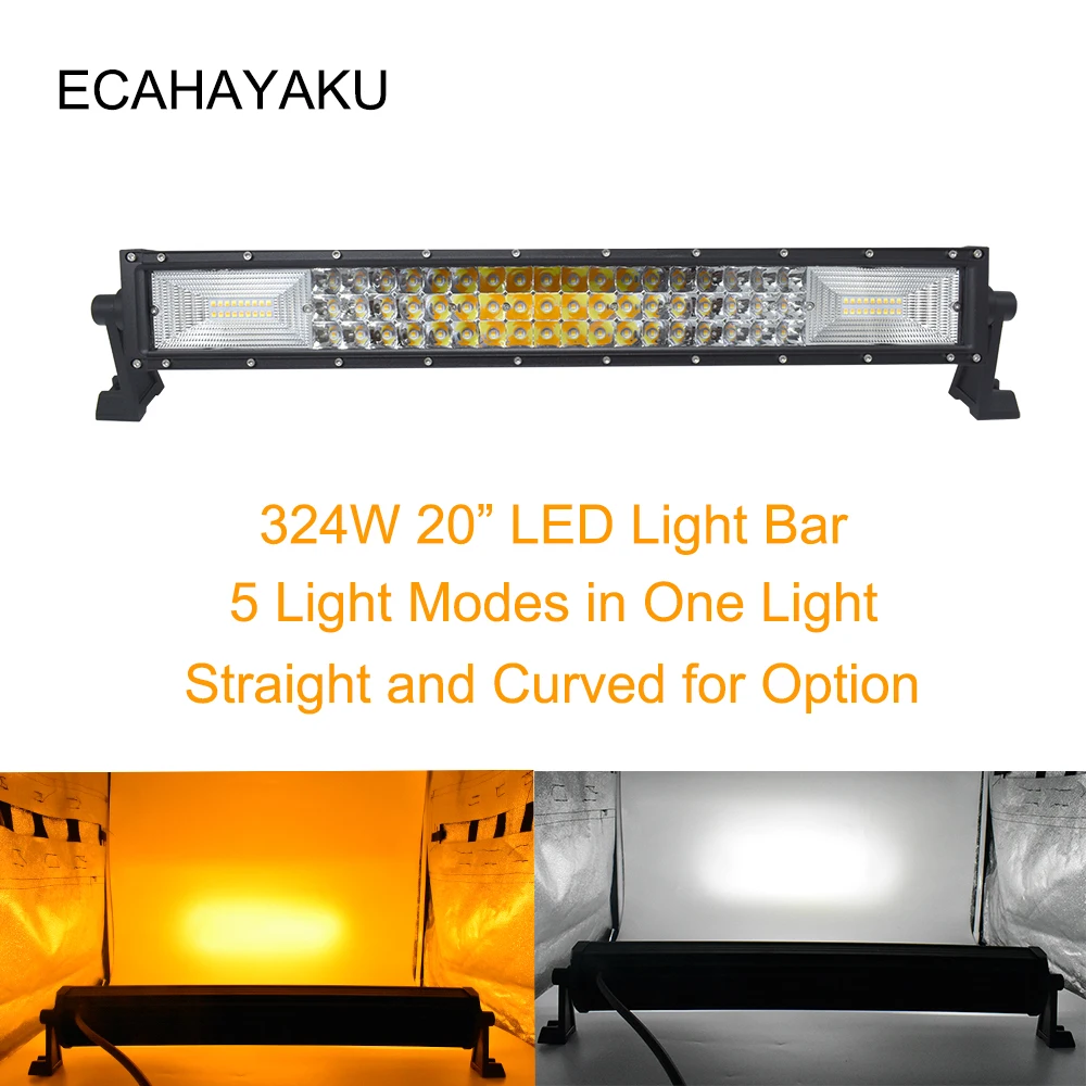 

ECAHAYAKU 324W 3-Row Led Bar work light Car offroad 20inch 4x4 accessories off road for Trucks ATV 4x4 offroad Tractor Jeep Auto