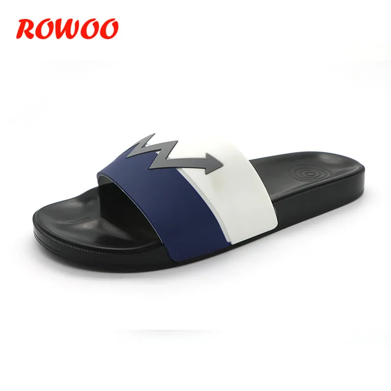 Men Slides Sandals Summer Flat 2023 Indoor Outdoor Shoes Breathable Beach Slippers Blue White Male BrandMale Footwear For Boys