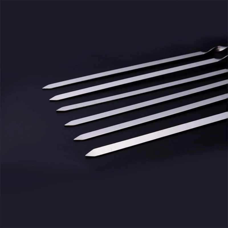 19.68\'\' 50cm Stainless steel Barbecue Skewers BBQ Grill Set Wide Resuable Shish Kabob Sticks Long BBQ Forks set 6/10/12pcs