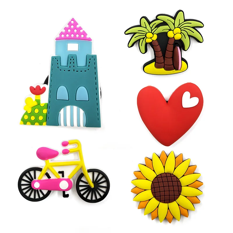 Sun Coconut Tree silicone fridge magnets Bicycle whiteboard love sticker Refrigerator Magnet Kids Message post Home Decoration