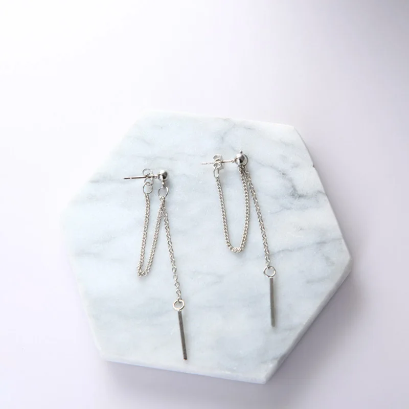 Pendientes colgantes de estilo coreano para mujer, aretes largos con borla, cadena con textura de Metal, bisutería de regalo EB126