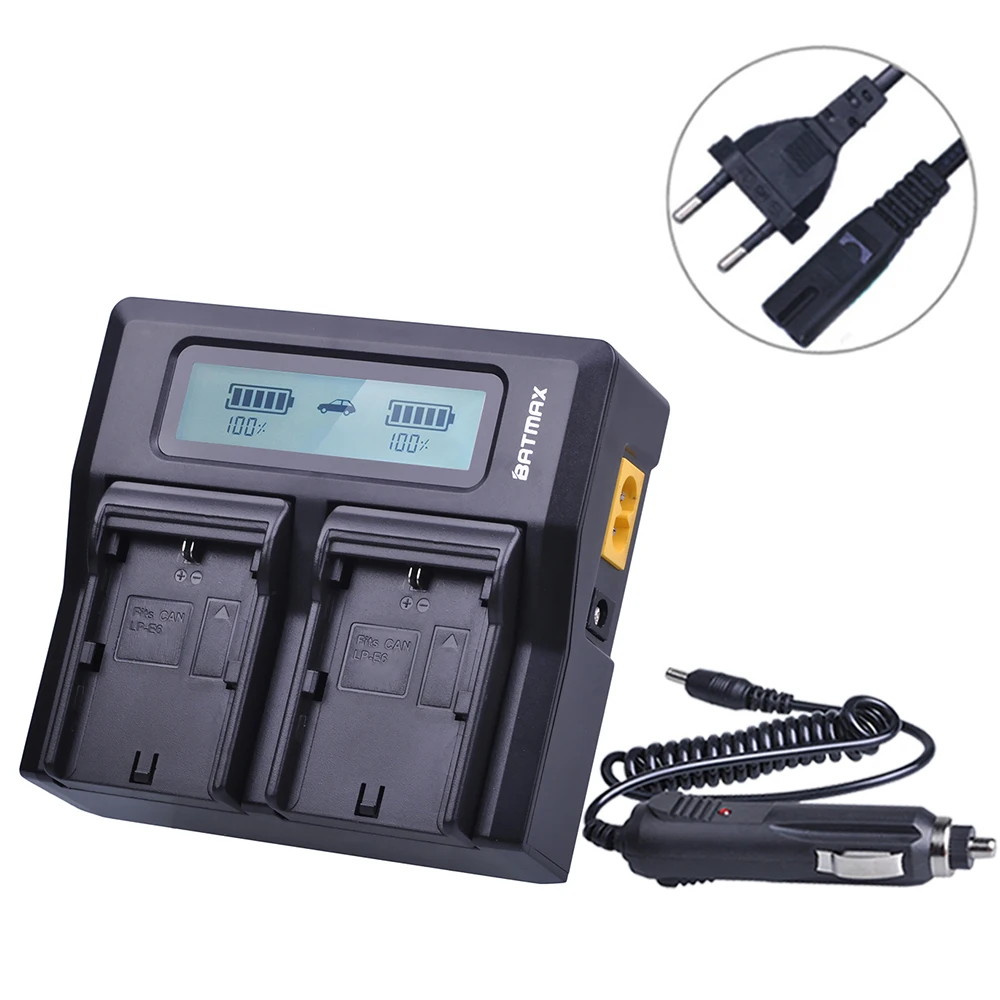 

LP E6 LPE6 Ultra Fast LCD Dual Battery Charger for Canon LPE6 LP E6 LP-E6N DSLR EOS 5D Mark II III 60D 5D 7D 6D 70D Battery