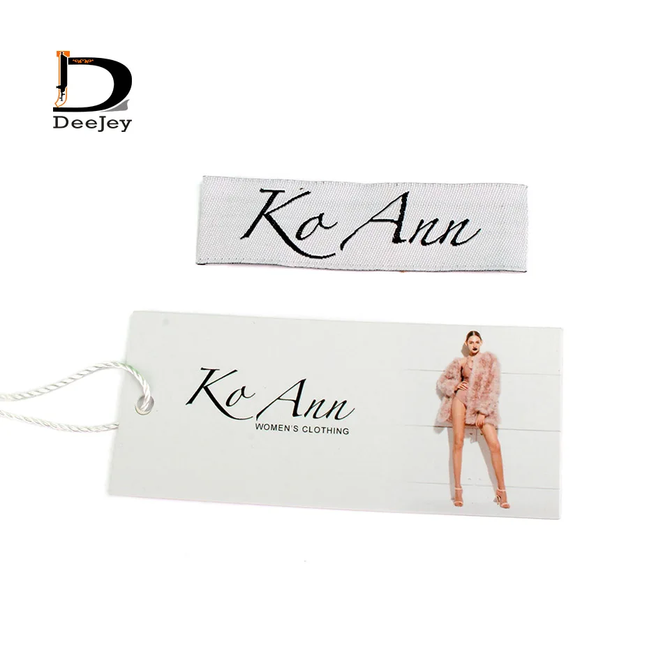 

super value matching brand custom label tags for clothing woven label and hang tags and mauanl tagging strings 3000pcs lot