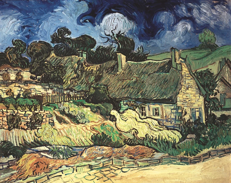 canvas paintings masterpiece reproduction Thatched Cottages at Cordeville, Auvers-Sur-Oise, c.1890  by Vincent van Gogh