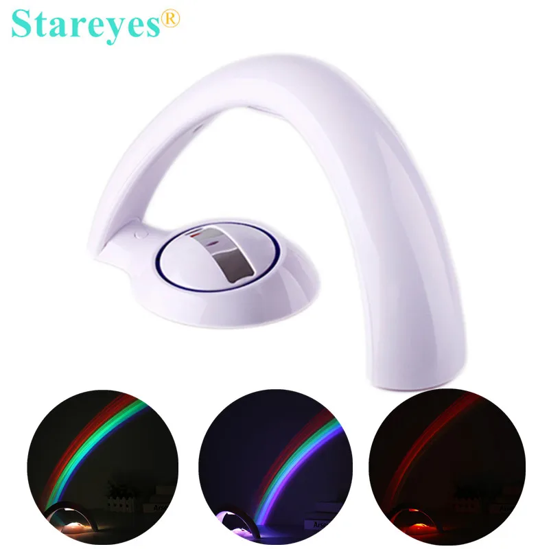 1 Piece Novelty LED Colorful Rainbow Night Light Romantic Sky Rainbow Projector Lamp luminaria Room Decoration birthday Gift