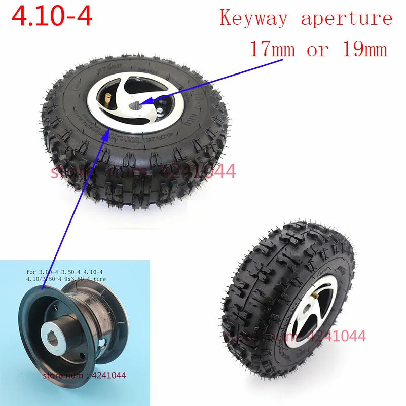 4.10-4 tyre tire and inner tube use 4 inch alloy wheel rim Keyway hub for Gas scooter bike motorcycle Off Road Go Kart