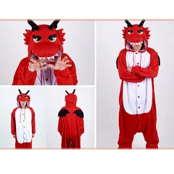 New Adult Animal  red dragon Cosplay Pajamas  Onesie Sleepwear Costume