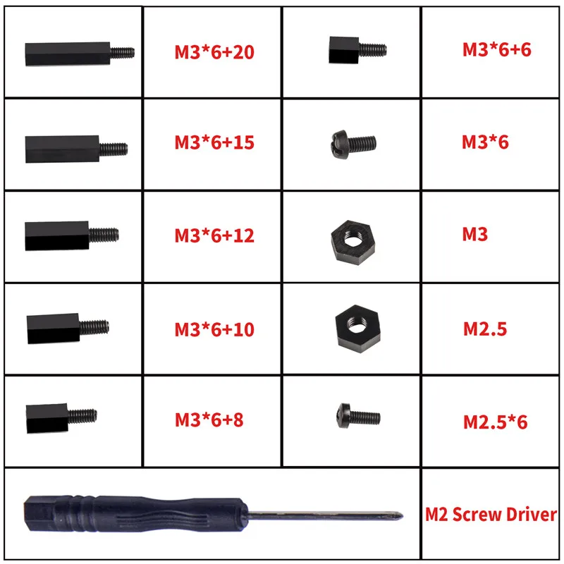 Sunfounder-parafusos de nylon para arduino, 210 peças, variados, m3 m2.5, espaçadores de porcas, para arduino, raspberry pi, aeronaves fpv, rc, drone, pc, mods