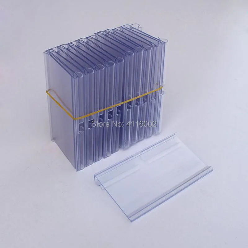 500pcs Transparent PVC Plastic Price Tag Display Label Frame Sign Holder Data Strip Shelf Talker Price Card Clip Display Rack