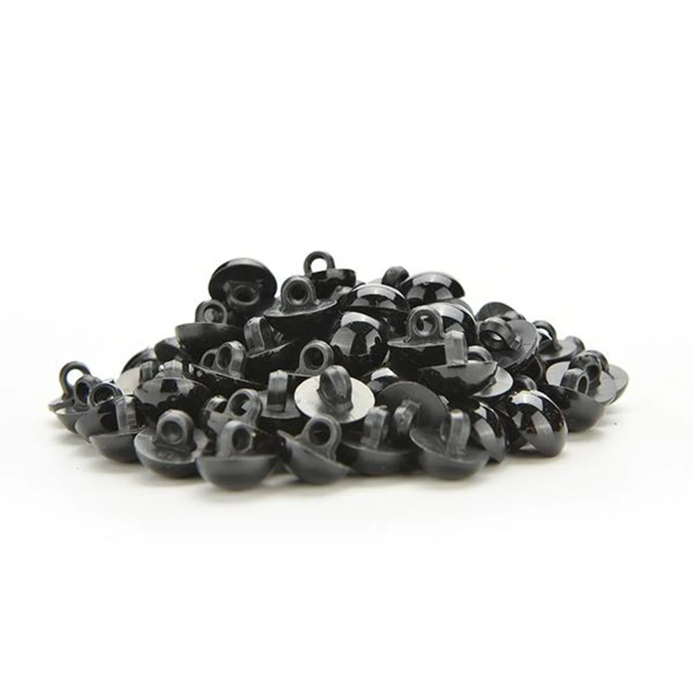 100pcs Black Craft Round Buttons Eyes Buttons Mushroom Beads Sewing Shank Animal Eyes Resin 11mm DIY Buttons Accessories