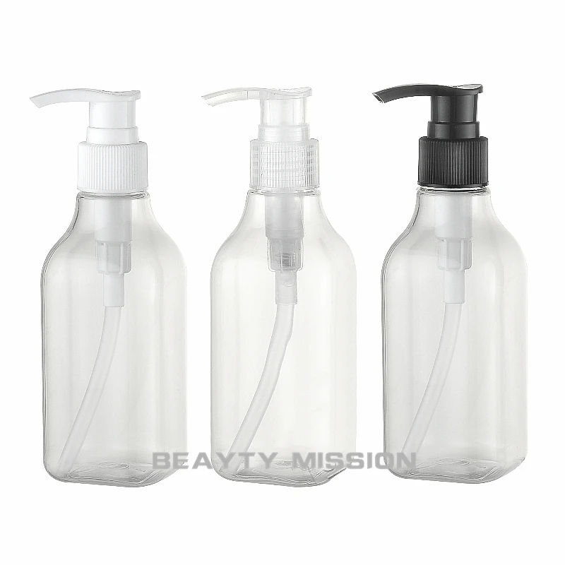 

BEAUTY MISSION 24 pcs 200ml Clear Refillable PET Plastic Lotion Pump Bottle 7OZ PET Cream Cosmetic Container Dispenser