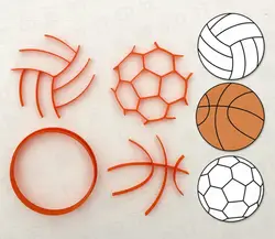 Cartoon 3D Printer Sports football basket ball Cookie Cutter for Fondant Cupcake 3D Printed Cookie Stamp