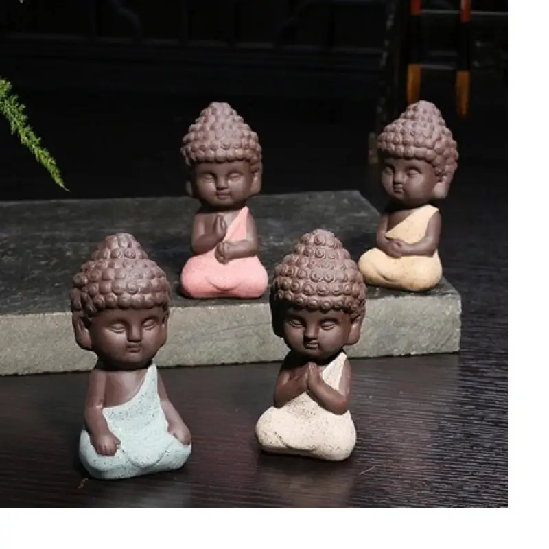 Small Ceramic Buddha Statue, Monk Figure, Tea Pet, Buddhist Craft, Zakka Decorative Ornaments, Buda, India, Yoga Figurines, Ho