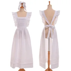 Maid Costumes Cosplay Women Victorian Edwardian Style British Servant Cotton Housekeeper Apron with Headpiece