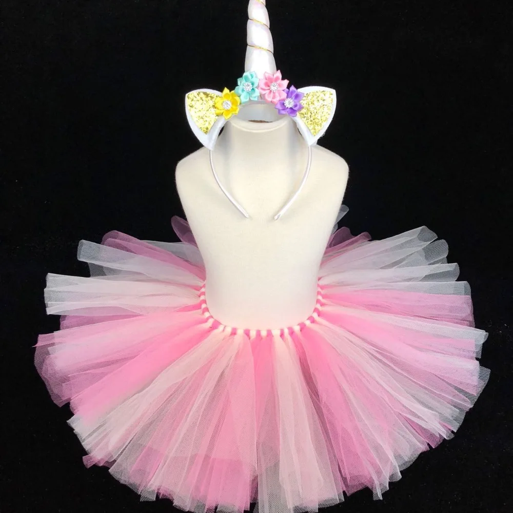 

Baby Girls Unicorn Tutu Skirts Kids Tulle Skirts Ballet Tutu Pettiskirts with Sequin Hairbow Set Children Party Costume Skirts