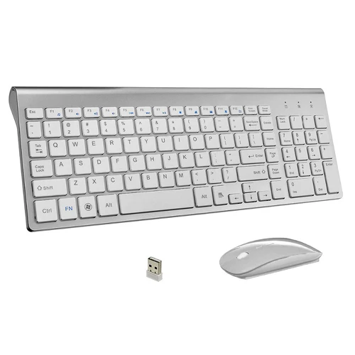 Imagen 1 del producto Teclado y ratón inalámbricos ultradelgados para negocios, Combo de 102 teclas de bajo ruido para Mac, Pc, Win XP/7/10, Tv Box