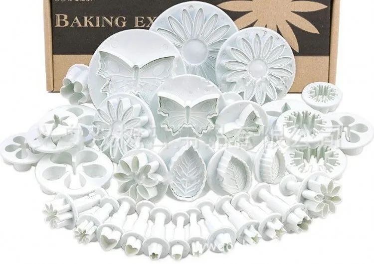 33 pcs/lot 3D Flower Cake Mold Food-Grade Plastic Cookie Cutter Chocolate Fondant Cake Decoration Baking Utensils  H926