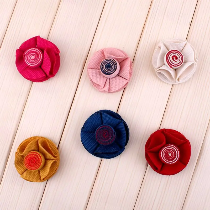 

120pcs/lot 2" 6Colors High Qulity Fabric Rolled Fabric Flower Accessories Chic Cute Candy Flowers For Hair Clip Or Headband